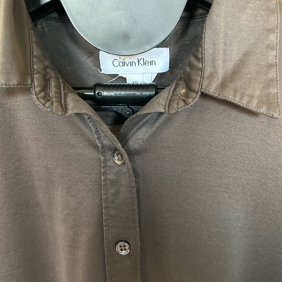 CALVIN KLEIN MODAL GRAY BUTTON DOWN SHIRT DRESS SZ 10 - Picture 3 of 3